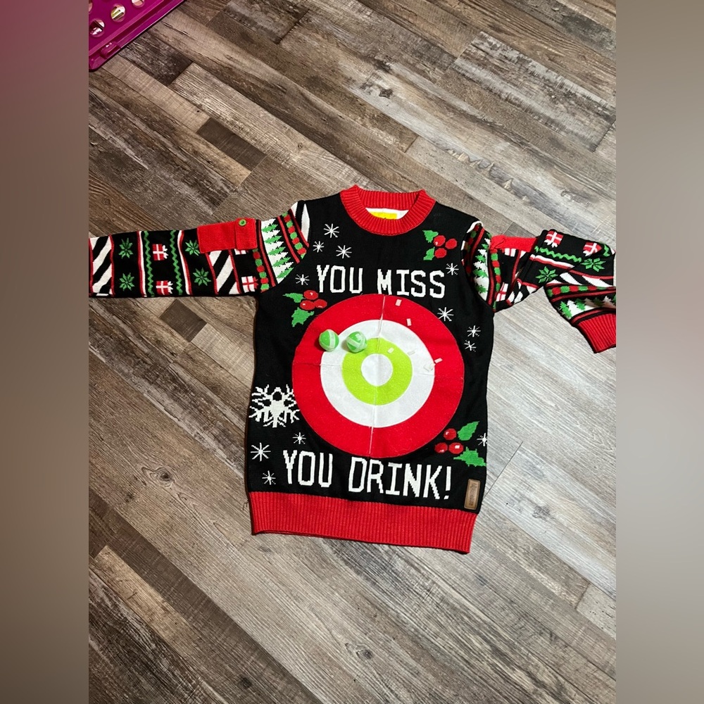 Tipsy Elves Ugly Christmas Sweater Party Drinking Target Game- Size Adult S